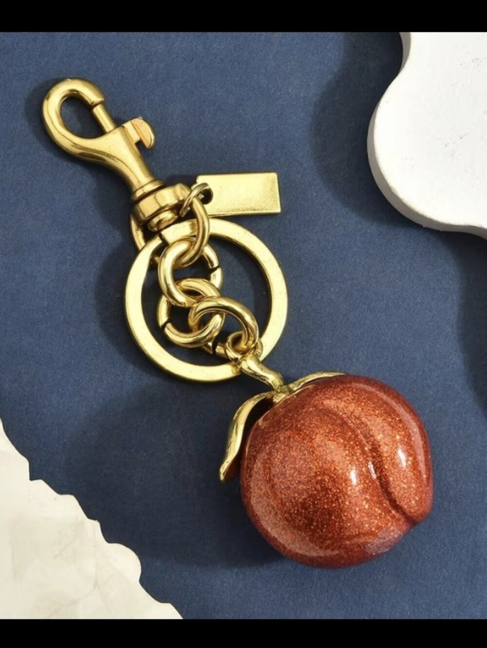 Large Sparkly Peach 🍑 Bag Charm/ Keychain NEW